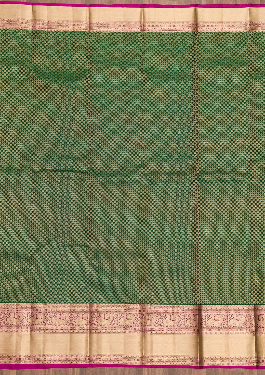 Bottle Green Zariwork Pure Silk Saree-Koskii