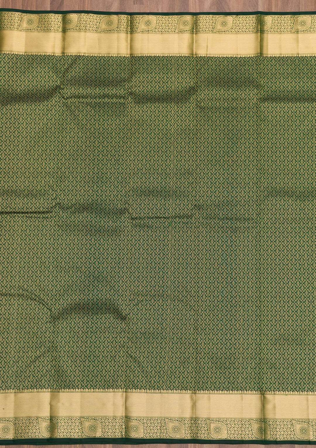 Bottle Green Zariwork Pure Silk Saree-Koskii