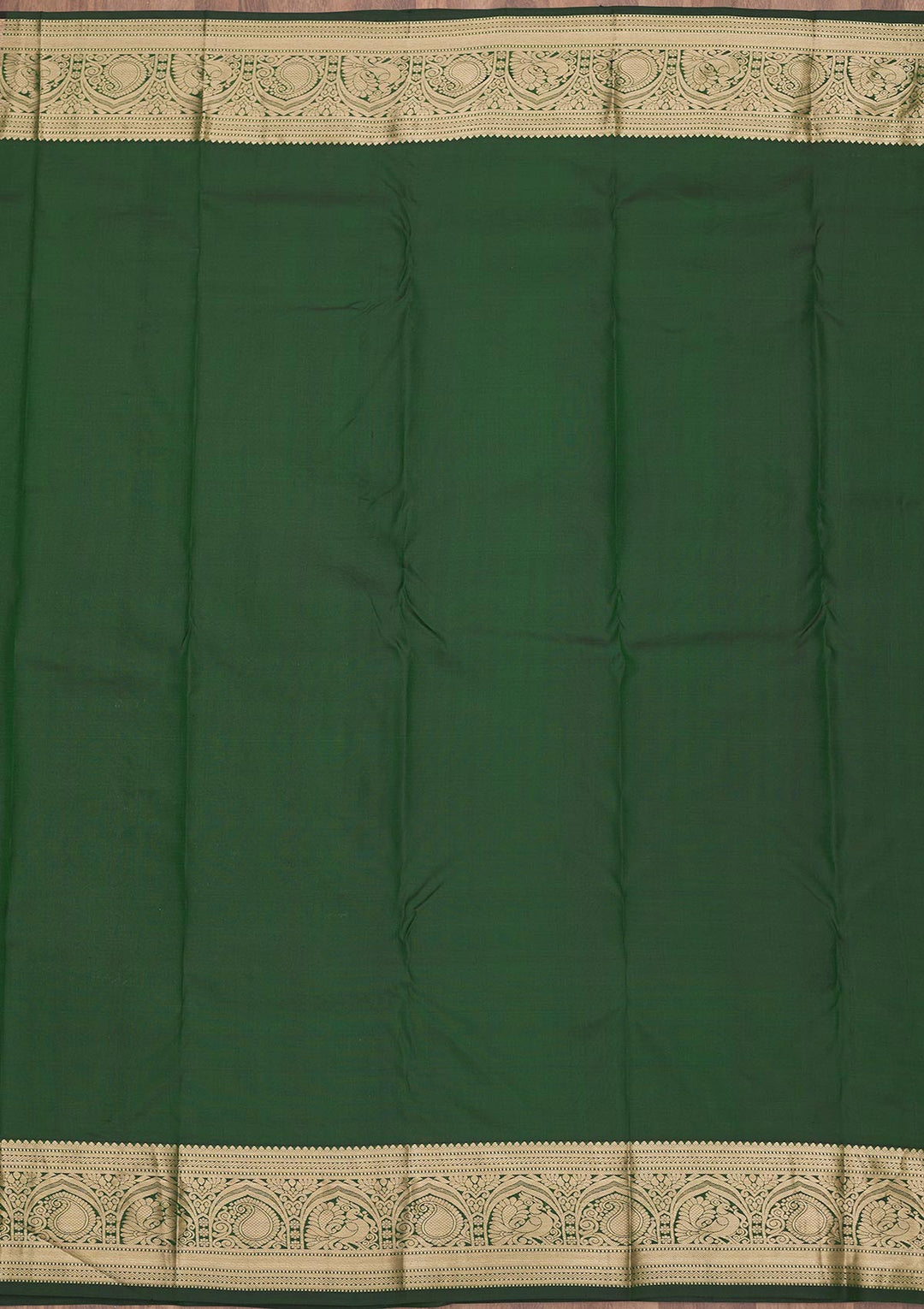 Bottle Green Zariwork Pure Silk Saree-Koskii