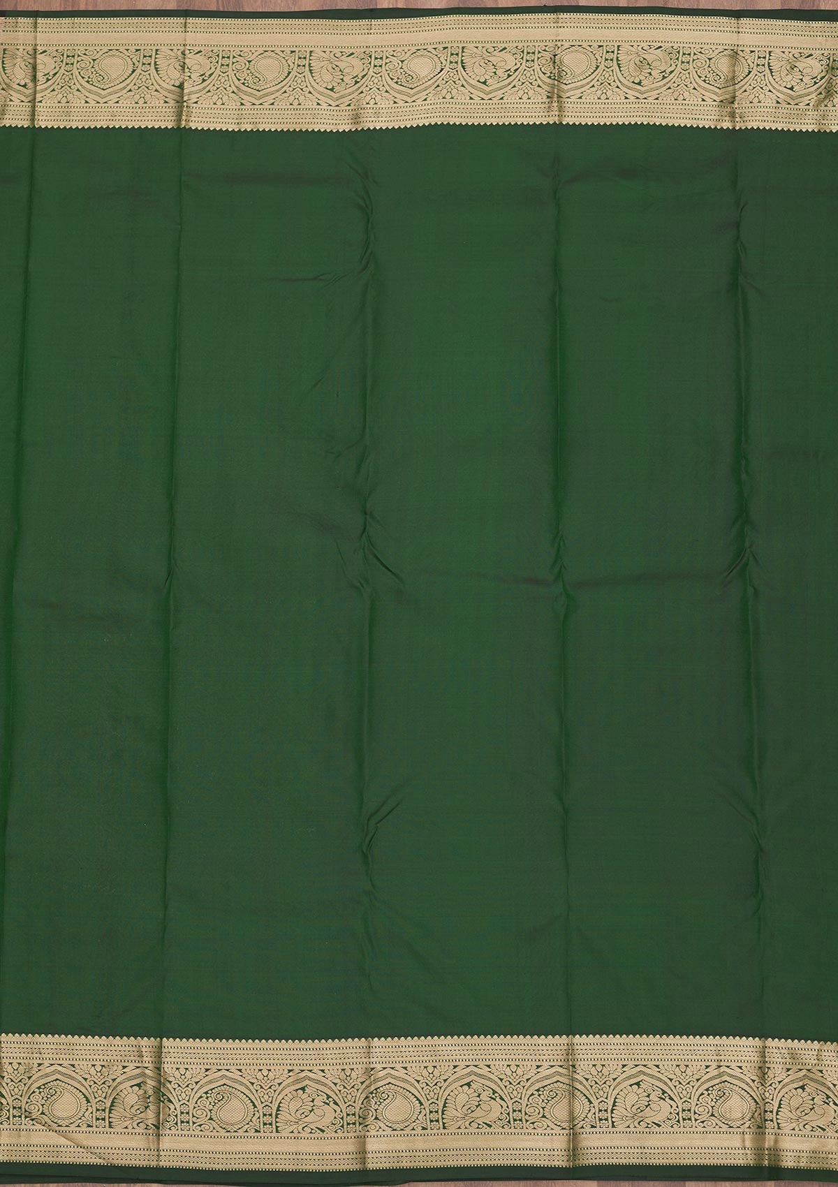 Bottle Green Zariwork Pure Silk Saree-Koskii