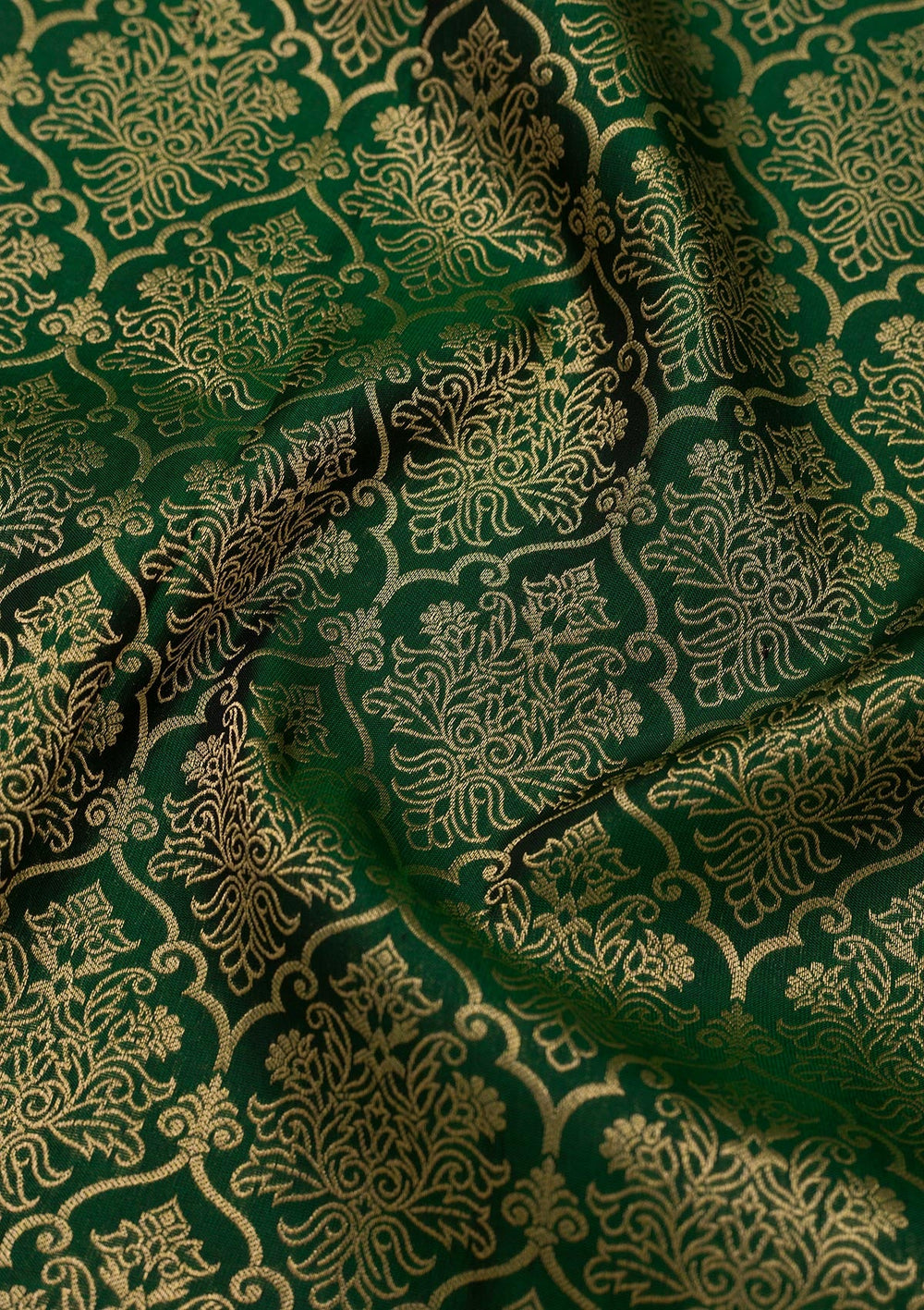 Bottle Green Zariwork Pure Silk Saree-Koskii