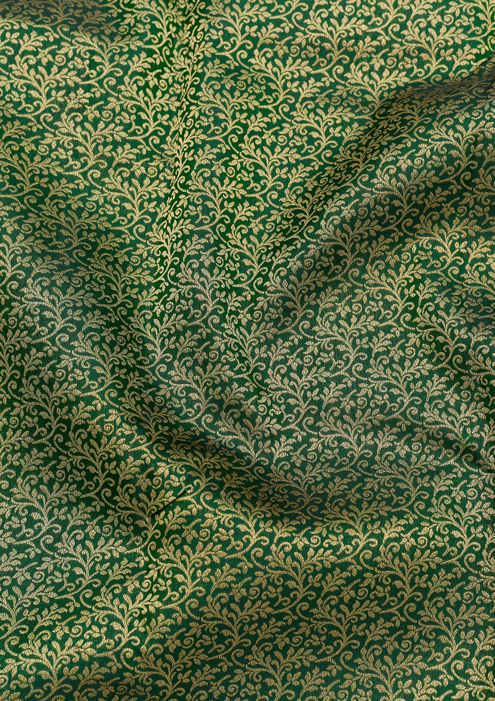 Bottle Green Zariwork Pure Silk Saree-Koskii
