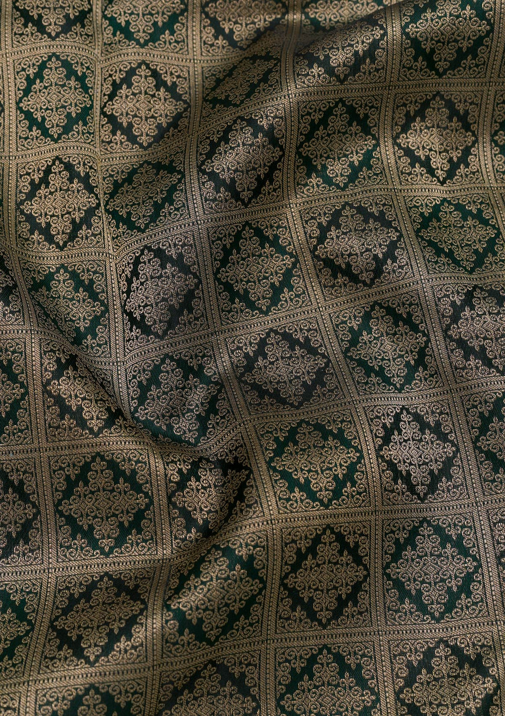 Bottle Green Zariwork Pure Silk Saree-Koskii