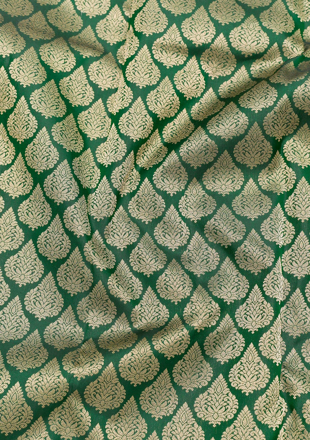 Bottle Green Zariwork Pure Silk Saree-Koskii