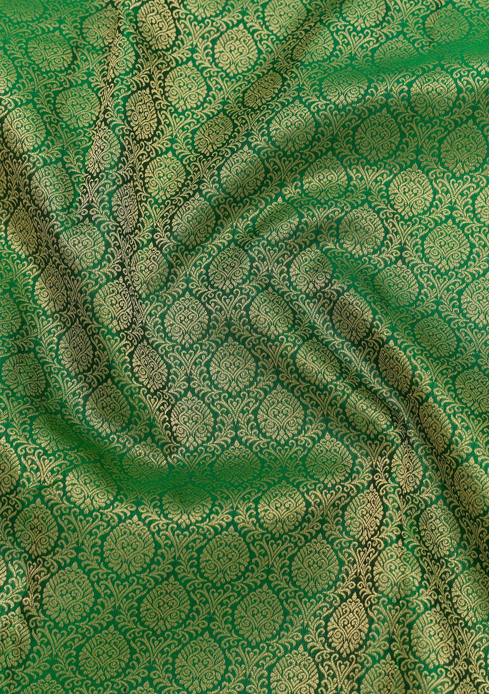 Bottle Green Zariwork Pure Silk Saree-Koskii