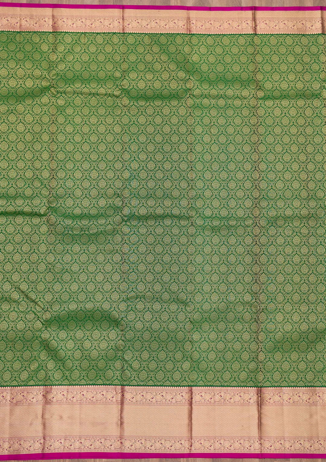 Bottle Green Zariwork Pure Silk Saree-Koskii