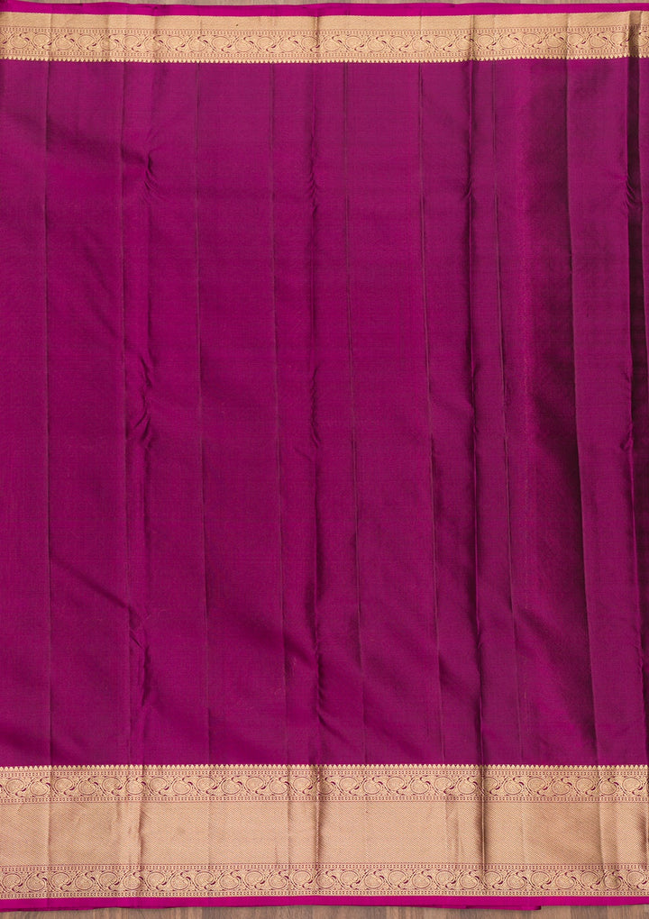Bottle Green Zariwork Pure Silk Saree-Koskii