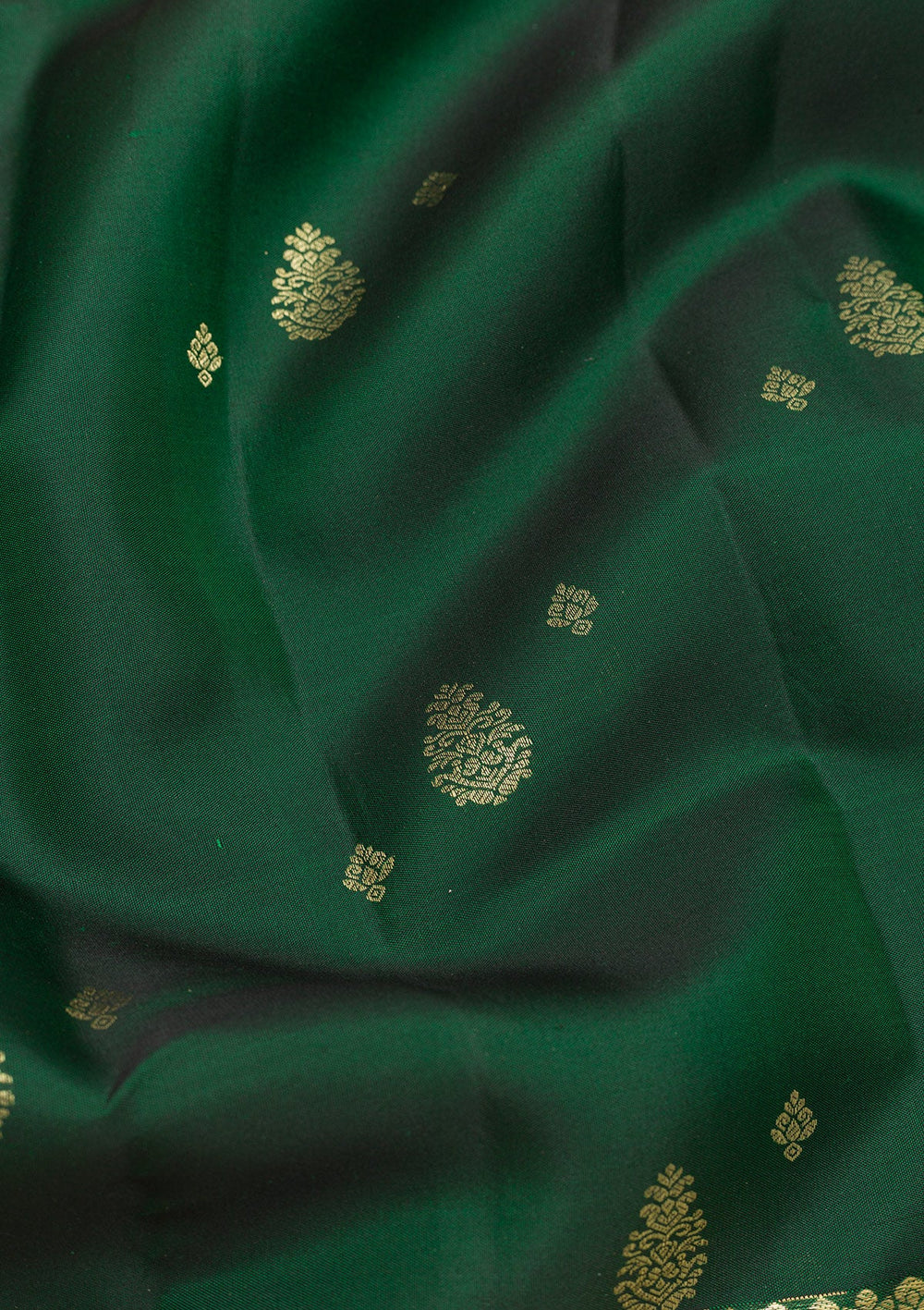 Bottle Green Zariwork Pure Silk Saree-Koskii