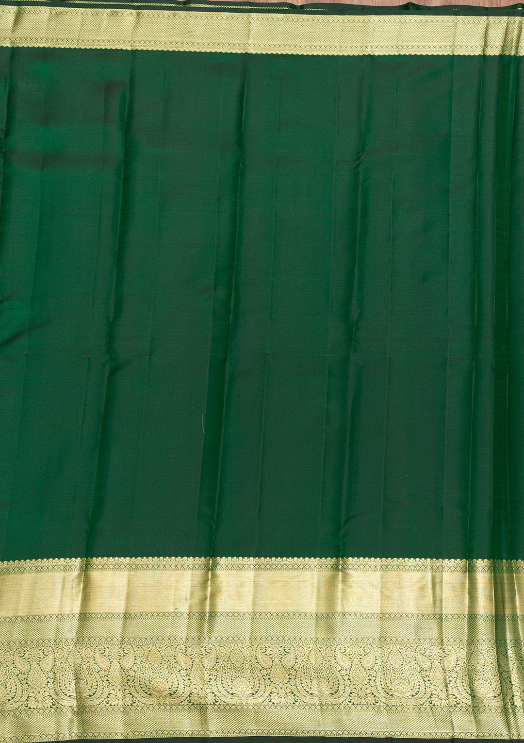 Bottle Green Zariwork Pure Silk Saree-Koskii