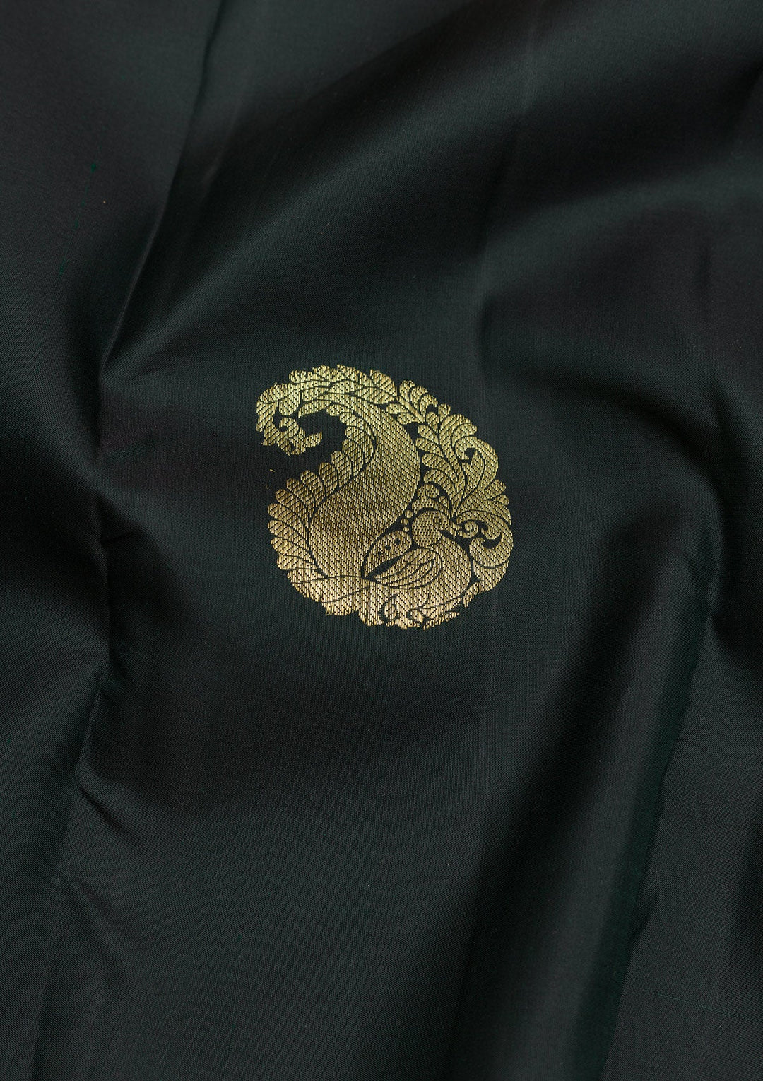 Bottle Green Zariwork Pure Silk Saree-Koskii