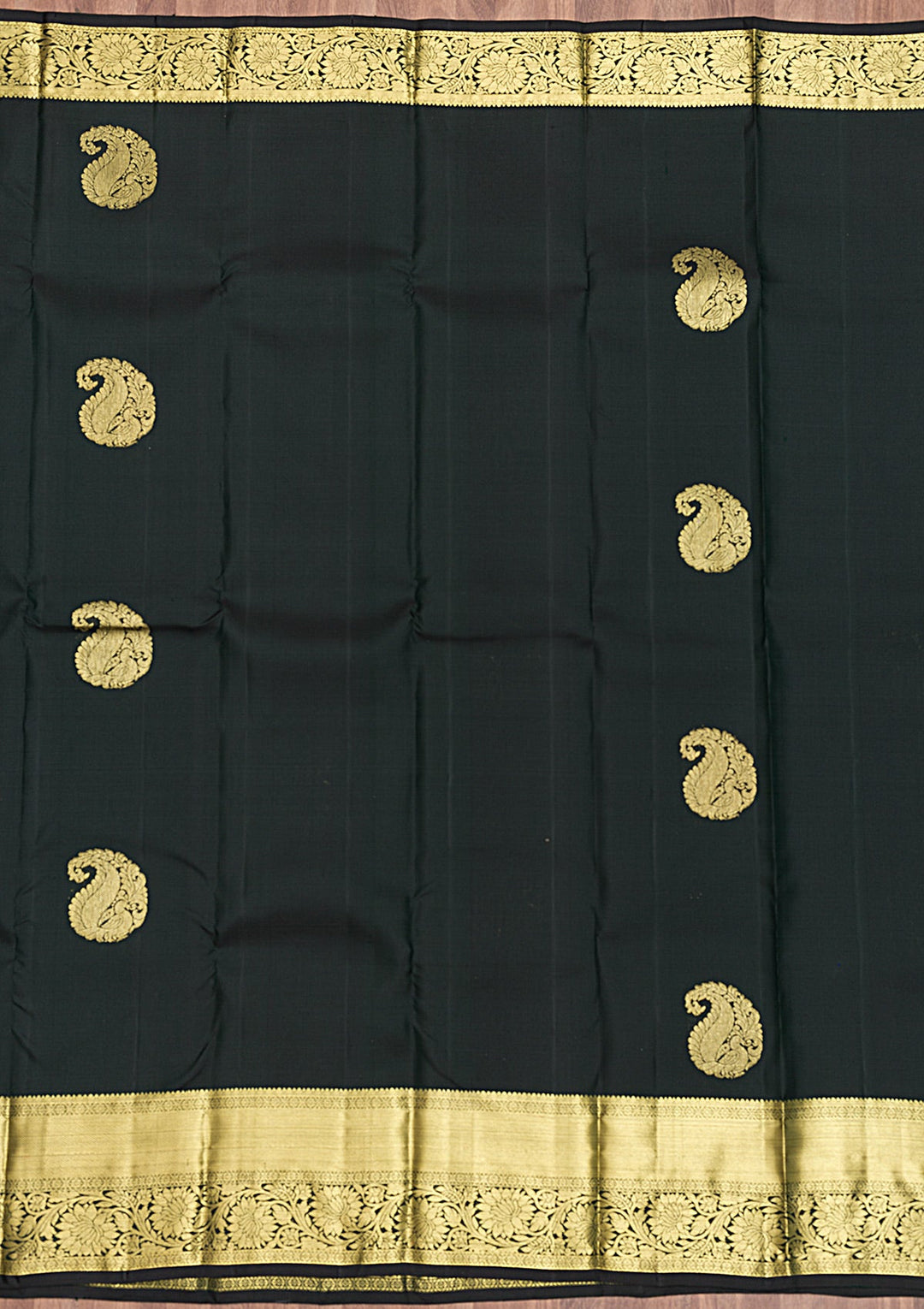 Bottle Green Zariwork Pure Silk Saree-Koskii