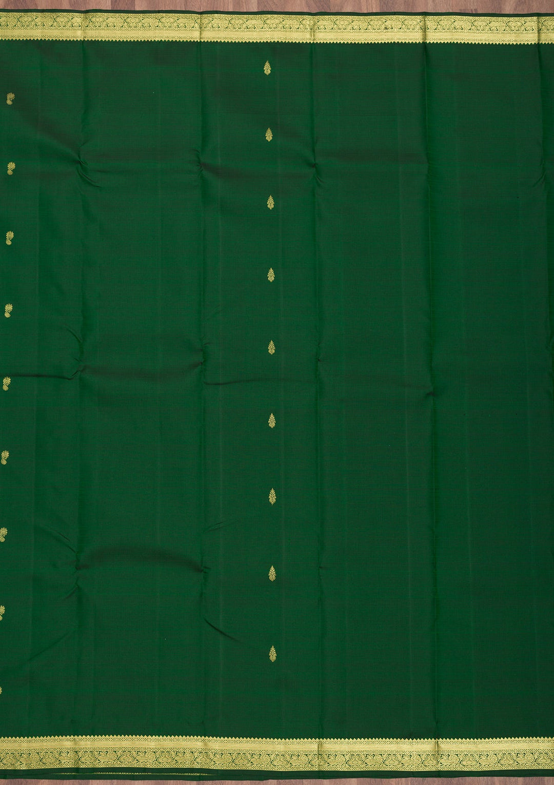 Bottle Green Zariwork Pure Silk Saree-Koskii