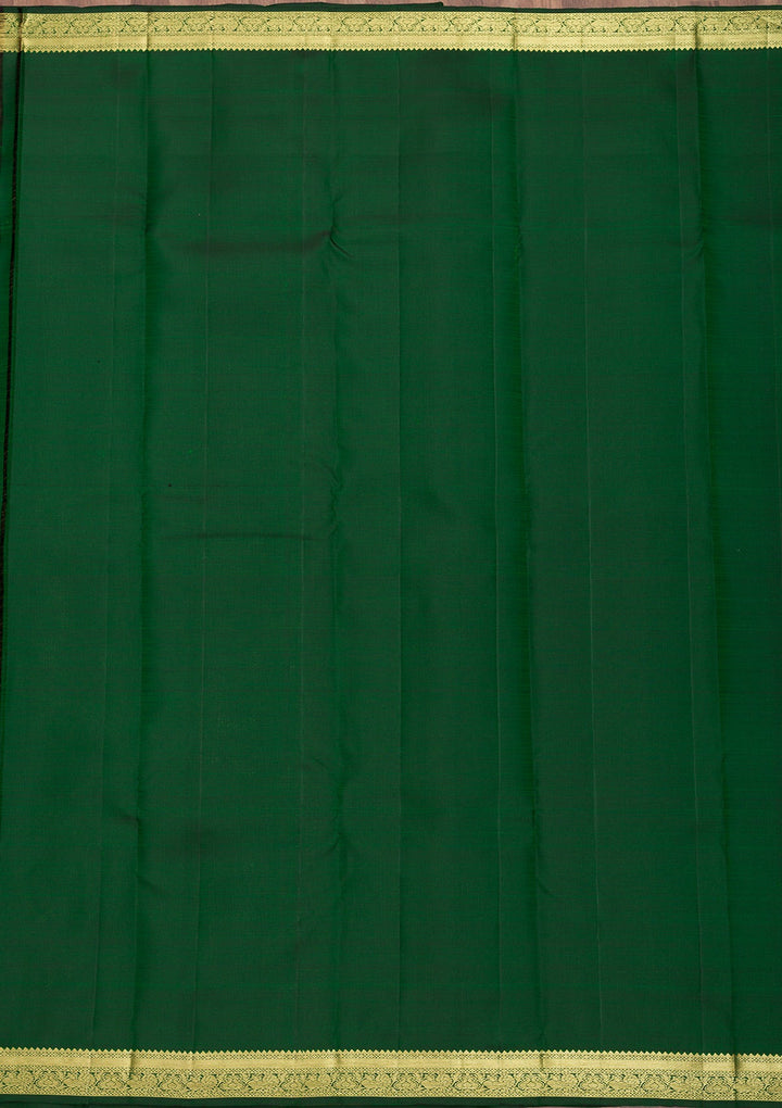 Bottle Green Zariwork Pure Silk Saree-Koskii