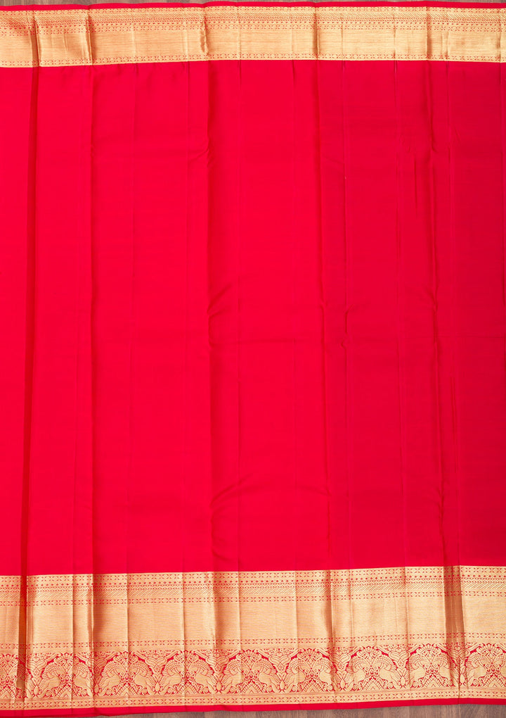 Bottle Green Zariwork Pure Silk Saree-Koskii