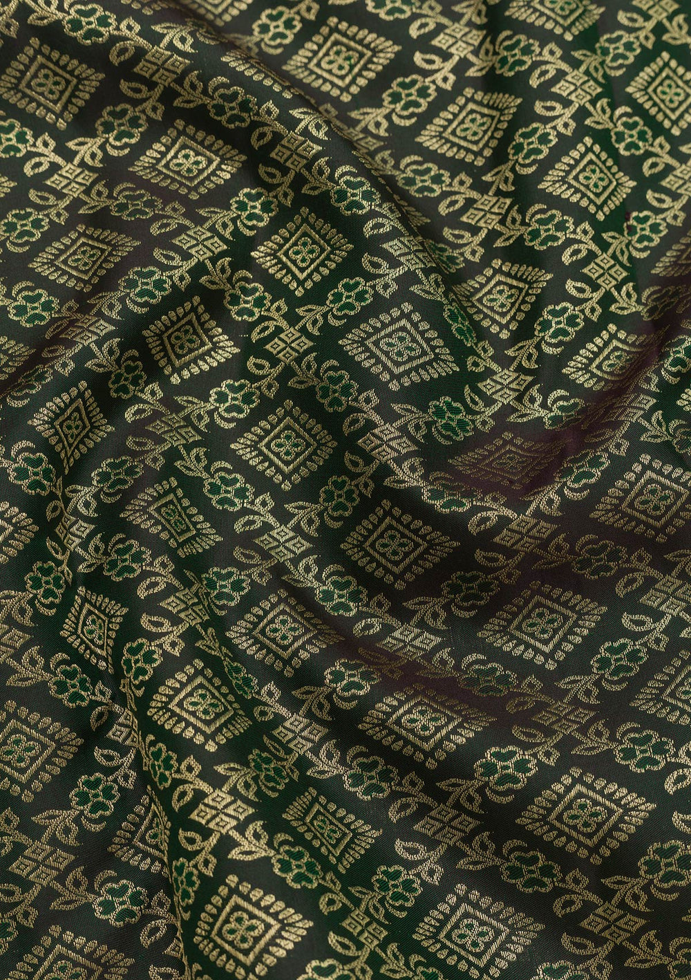 Bottle Green Zariwork Pure Silk Saree-Koskii