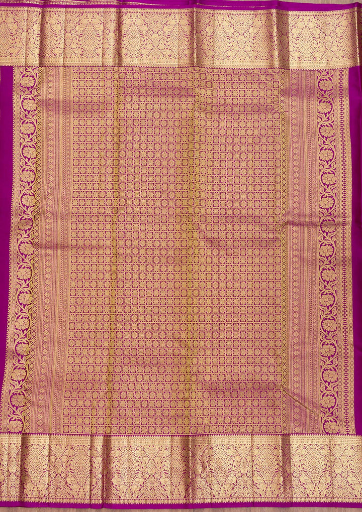 Bottle Green Zariwork Pure Silk Saree-Koskii