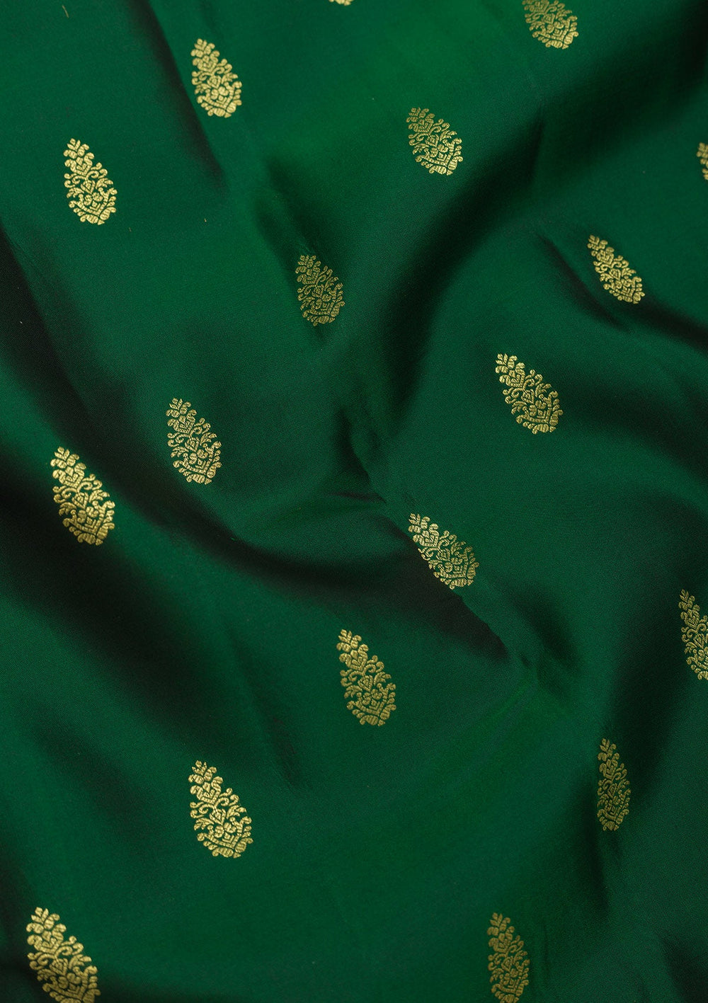 Bottle Green Zariwork Pure Silk Saree-Koskii