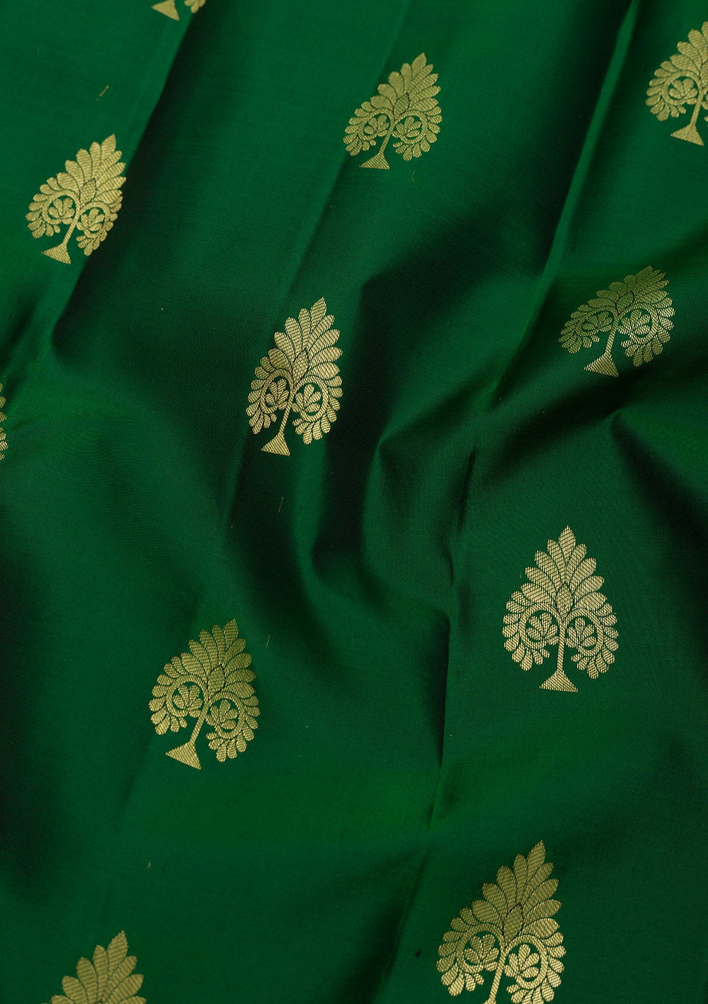 Bottle Green Zariwork Pure Silk Saree-Koskii