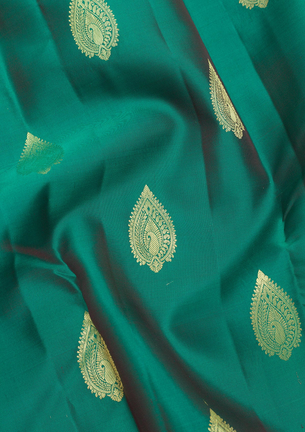 Bottle Green Zariwork Pure Silk Saree-Koskii