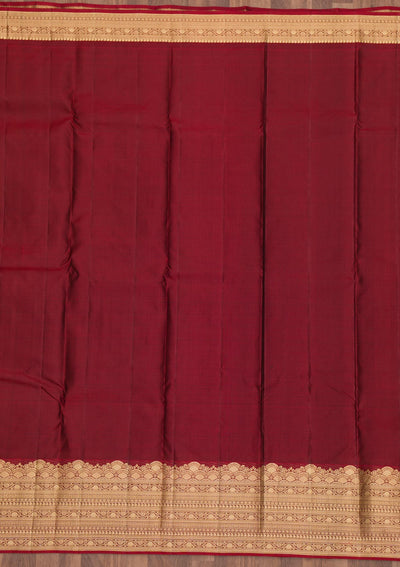 Bottle Green Zariwork Pure Silk Saree-Koskii