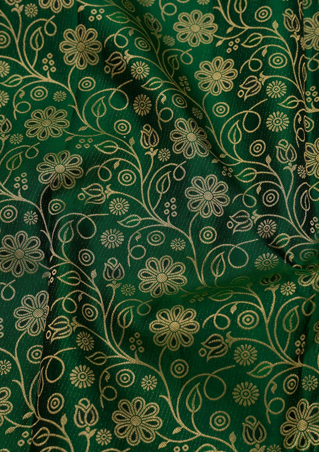 Bottle Green Zariwork Pure Silk Saree-Koskii