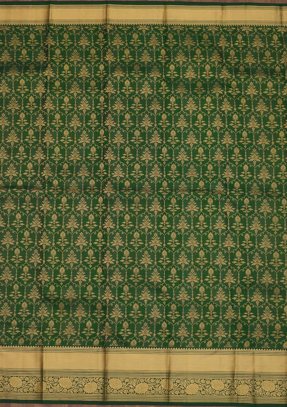 Bottle Green Zariwork Pure Silk Saree