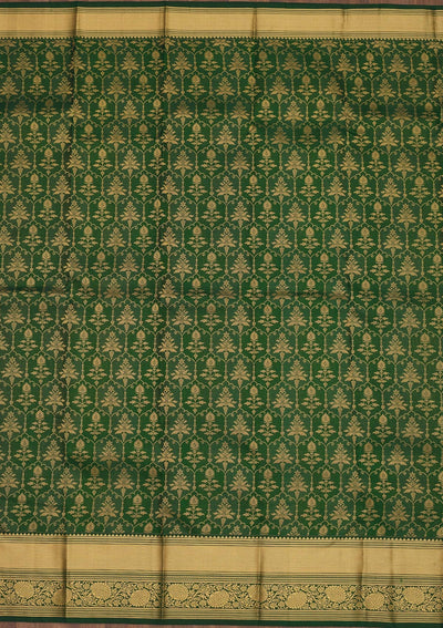 Bottle Green Zariwork Pure Silk Saree