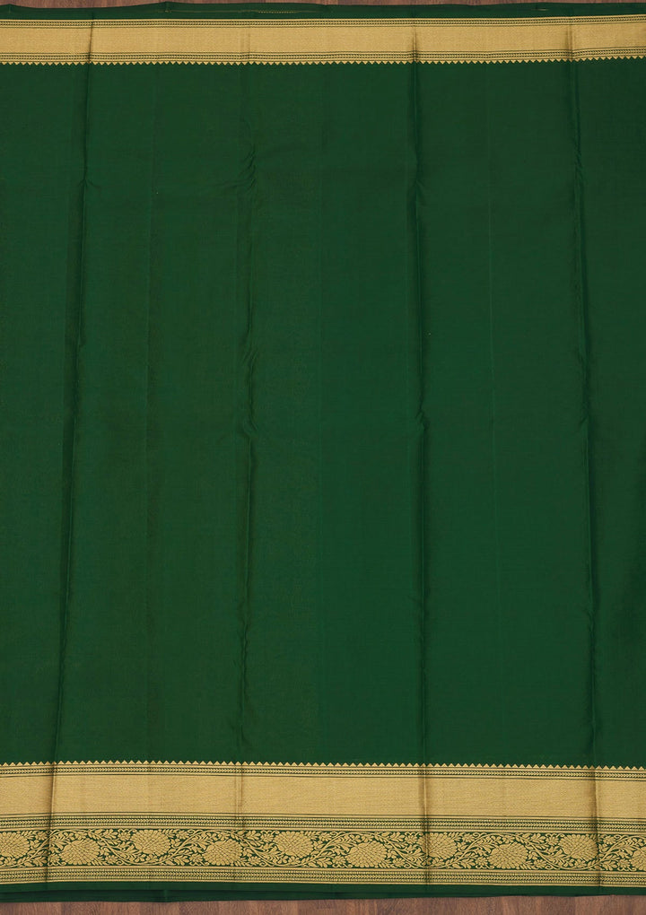 Bottle Green Zariwork Pure Silk Saree