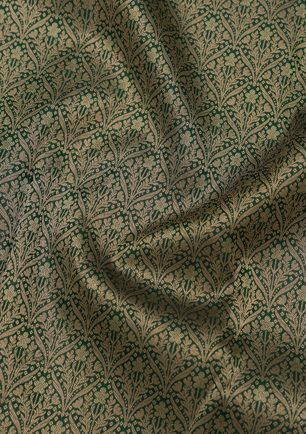 Bottle Green Zariwork Pure Silk Saree-Koskii