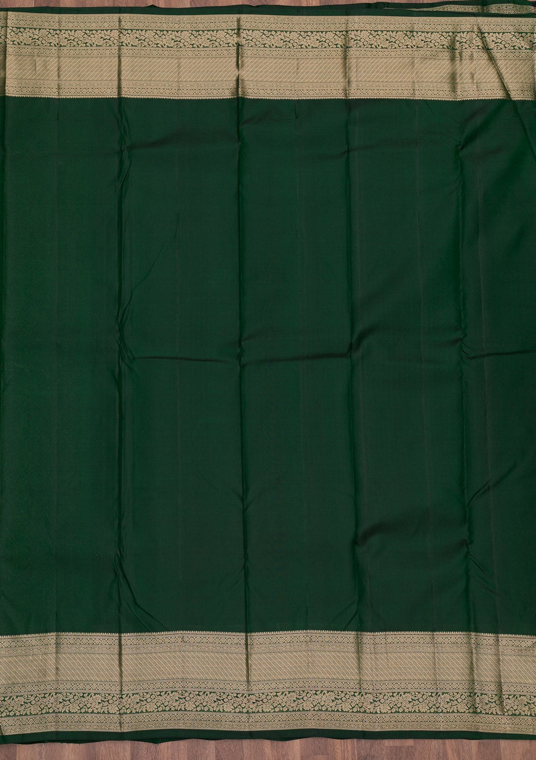 Bottle Green Zariwork Pure Silk Saree-Koskii
