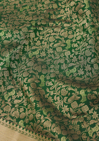 Bottle Green Zariwork Pure Silk Saree