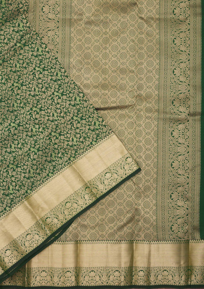 Bottle Green Zariwork Pure Silk Saree