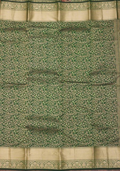 Bottle Green Zariwork Pure Silk Saree