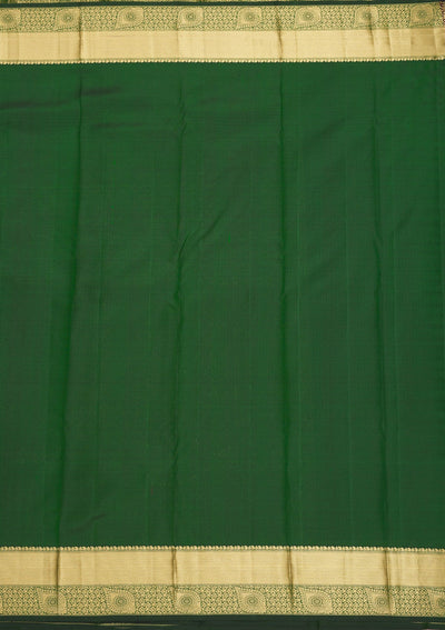 Bottle Green Zariwork Pure Silk Saree-Koskii