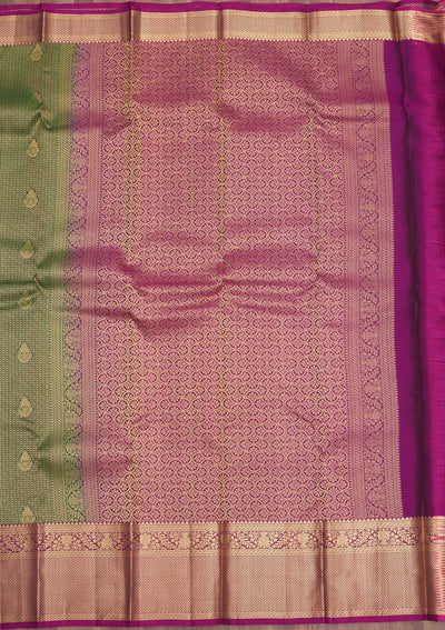 Bottle Green Zariwork Pure Silk Saree-Koskii