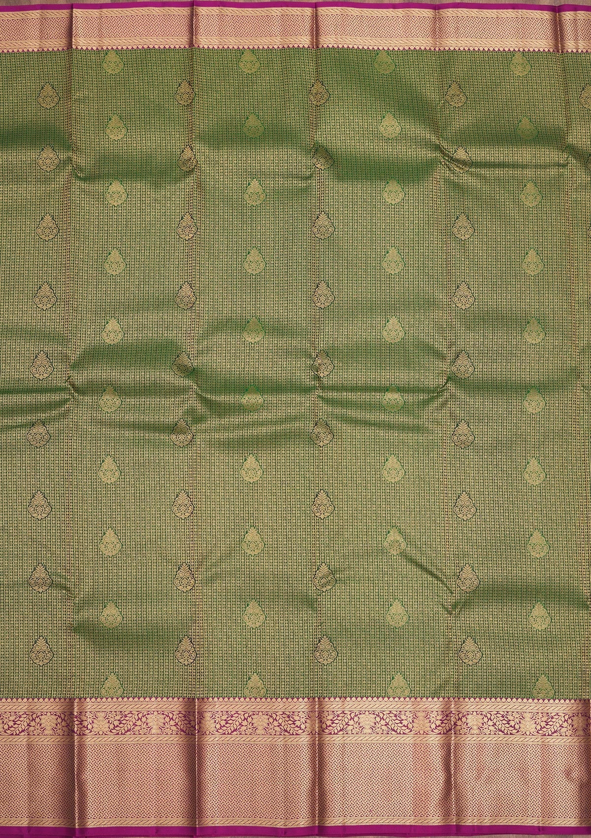 Bottle Green Zariwork Pure Silk Saree-Koskii