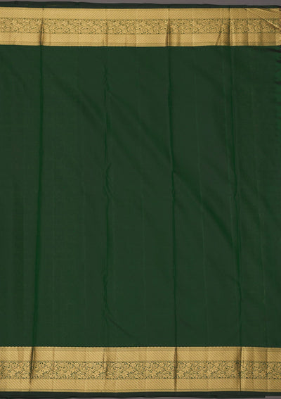 Bottle Green Zariwork Pure Silk Saree-Koskii