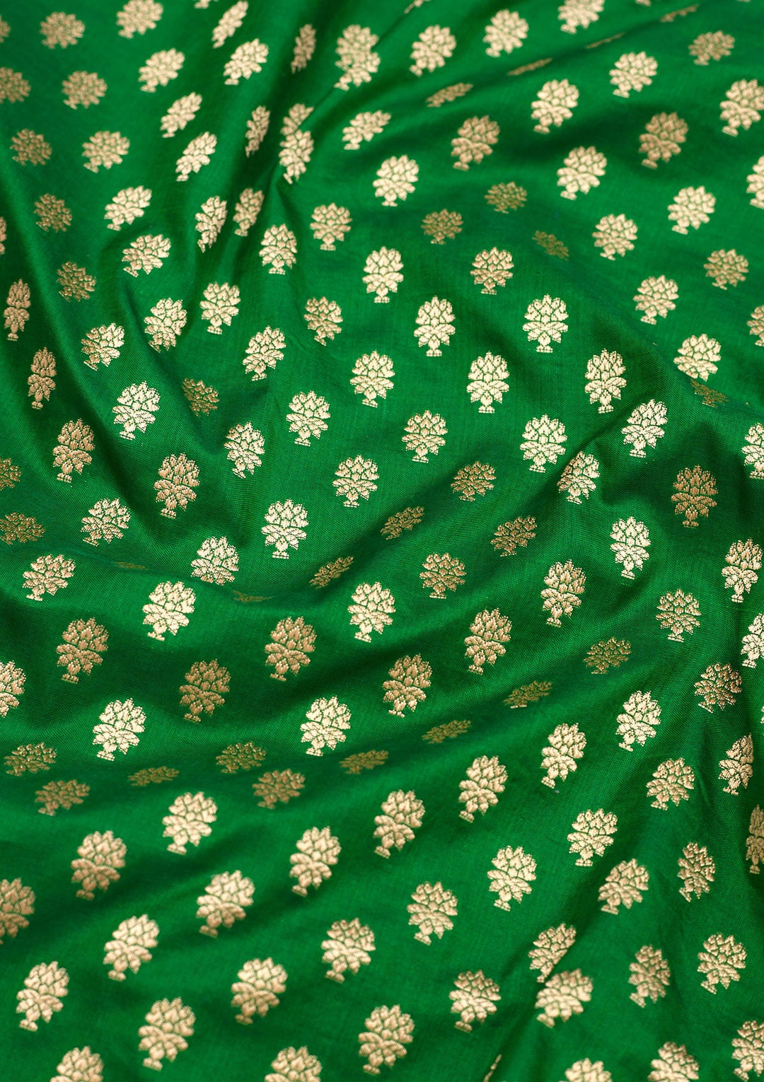 Bottle Green Zariwork Pure Silk Saree-Koskii
