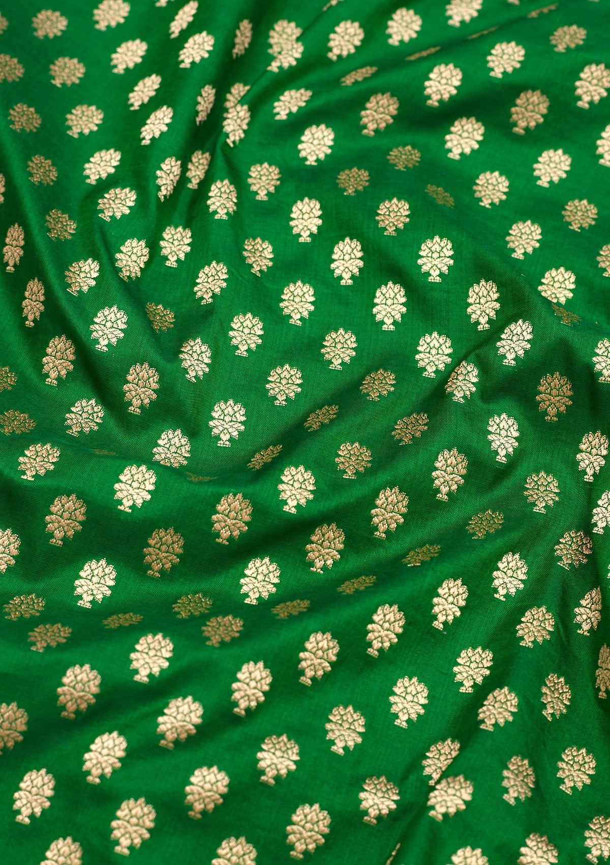 Bottle Green Zariwork Pure Silk Saree-Koskii