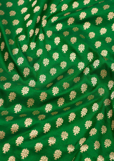 Bottle Green Zariwork Pure Silk Saree-Koskii