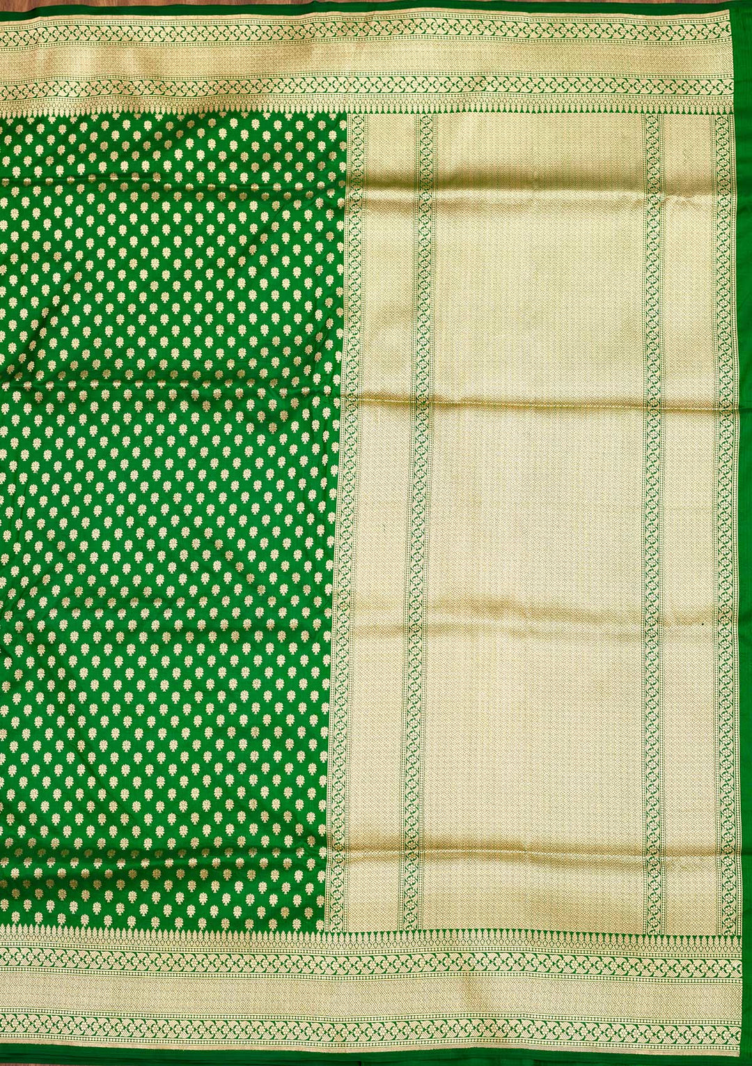 Bottle Green Zariwork Pure Silk Saree-Koskii