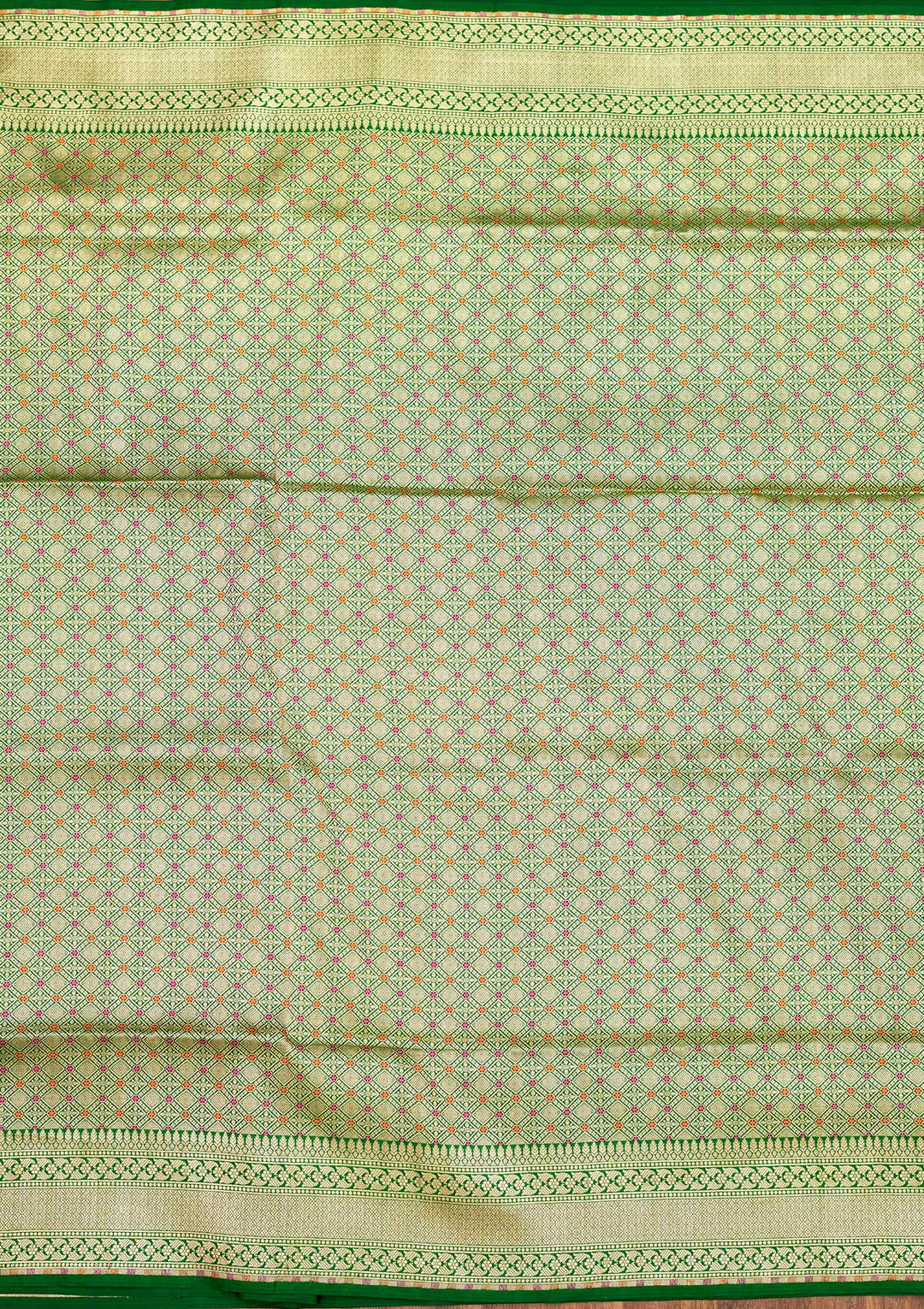 Bottle Green Zariwork Pure Silk Saree-Koskii