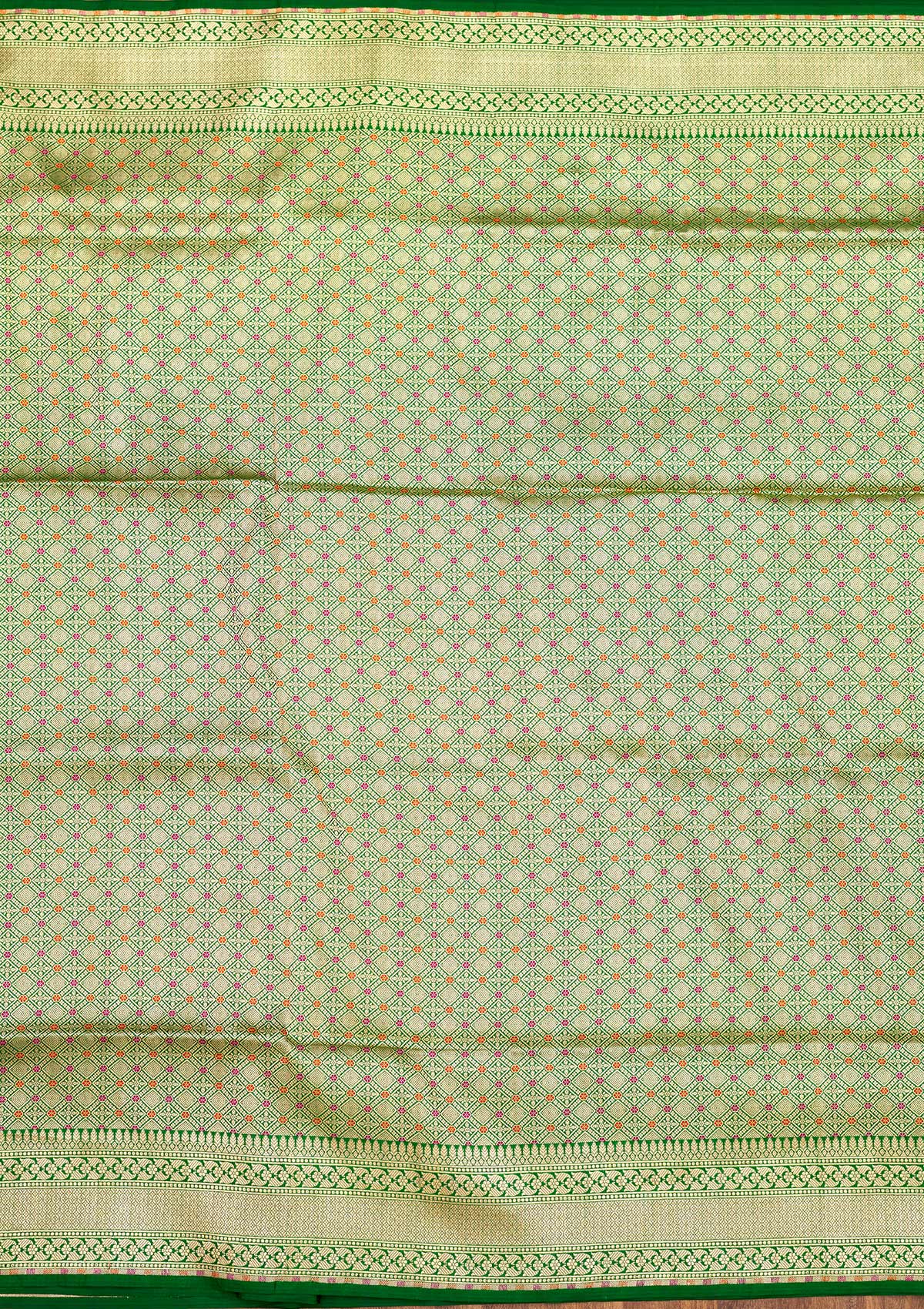 Bottle Green Zariwork Pure Silk Saree-Koskii