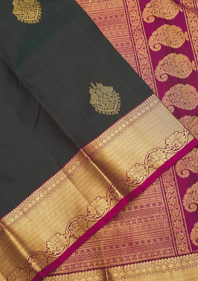 Bottle Green Zariwork Pure Silk Saree