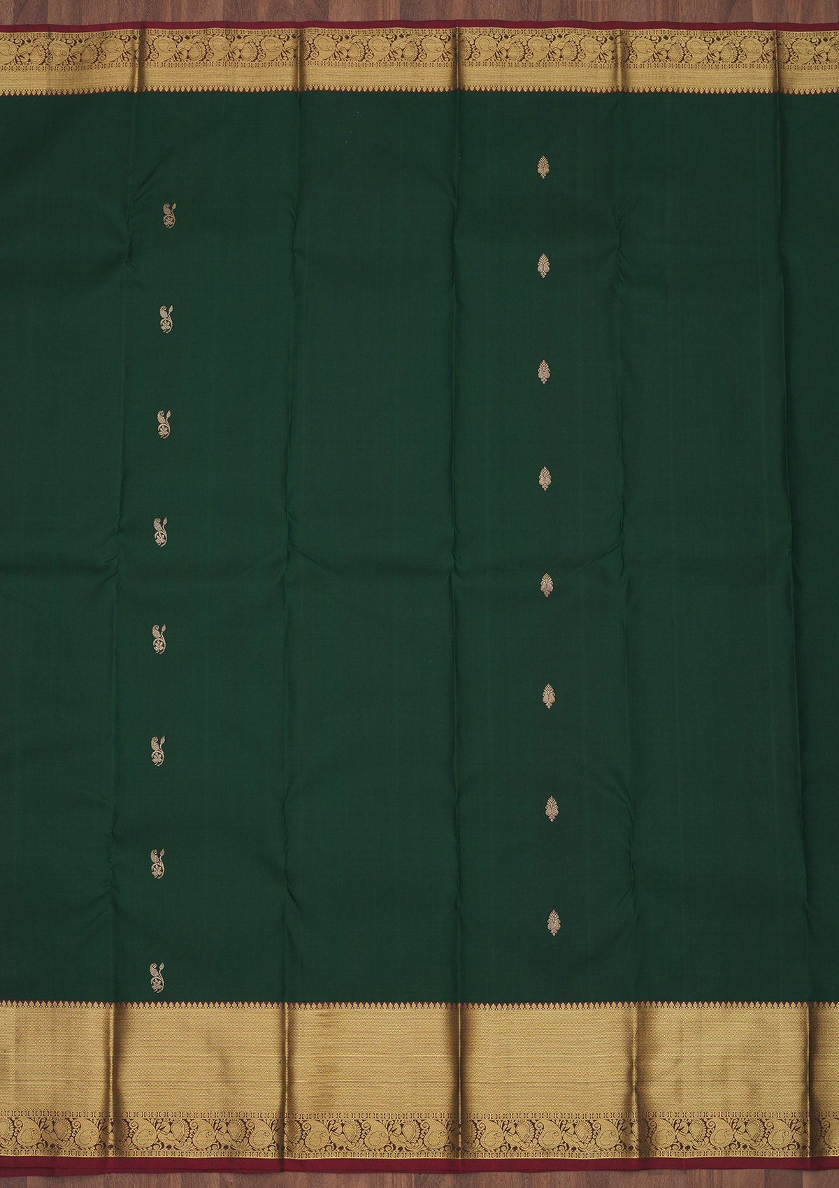 Bottle Green Zariwork Pure Silk Saree