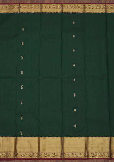 Bottle Green Zariwork Pure Silk Saree