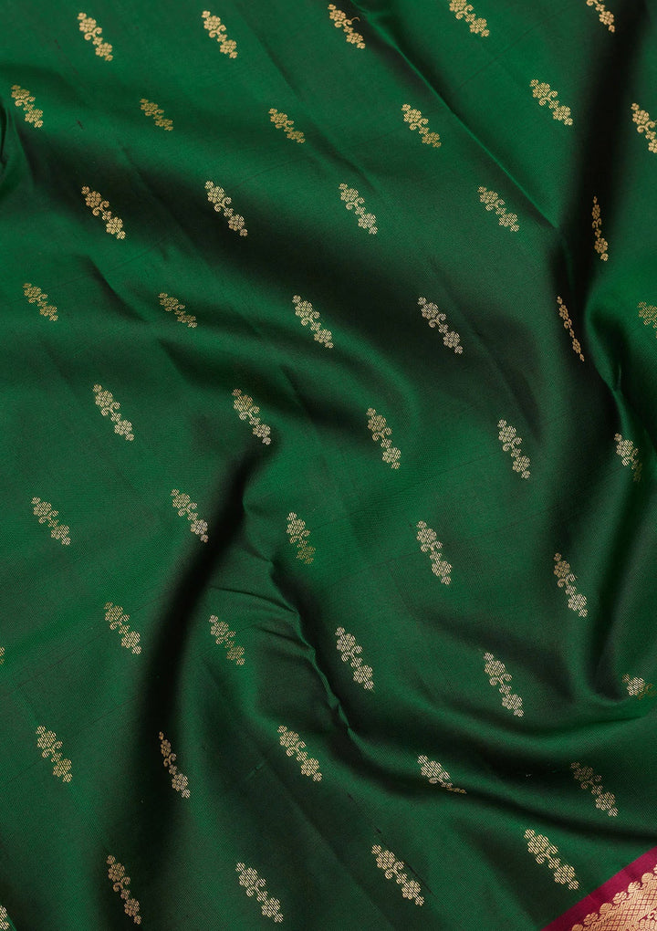 Bottle Green Zariwork Pure Silk Saree