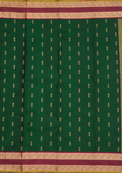 Bottle Green Zariwork Pure Silk Saree