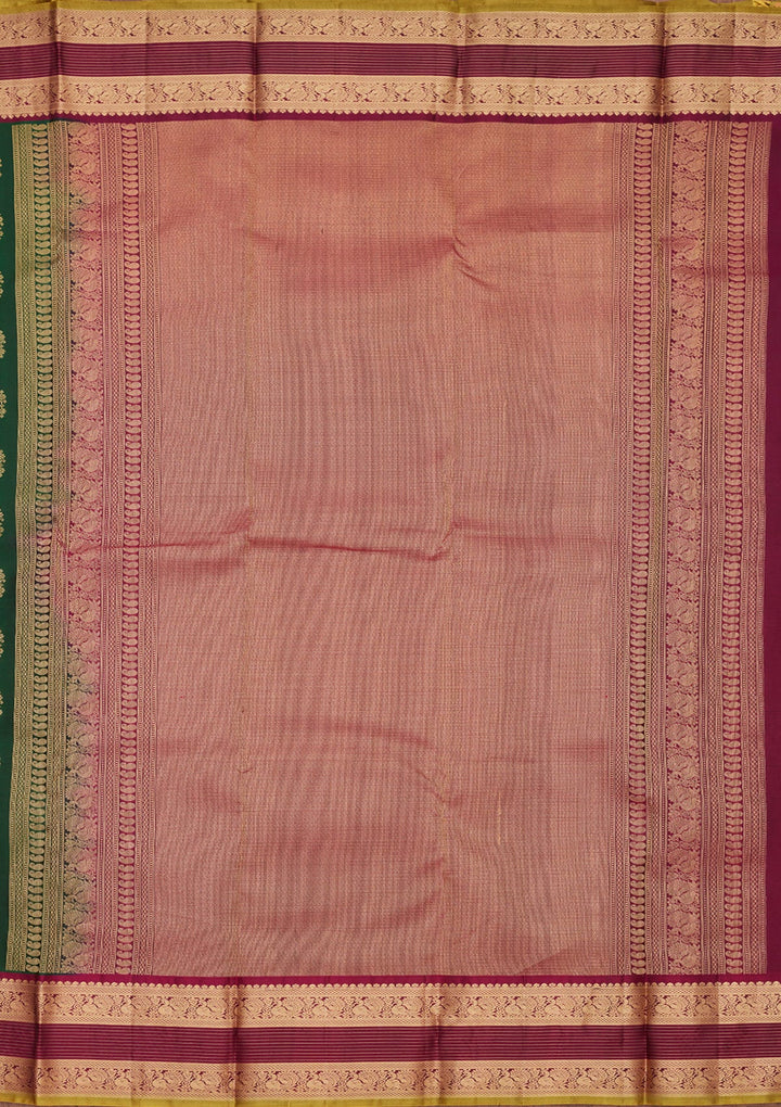 Bottle Green Zariwork Pure Silk Saree
