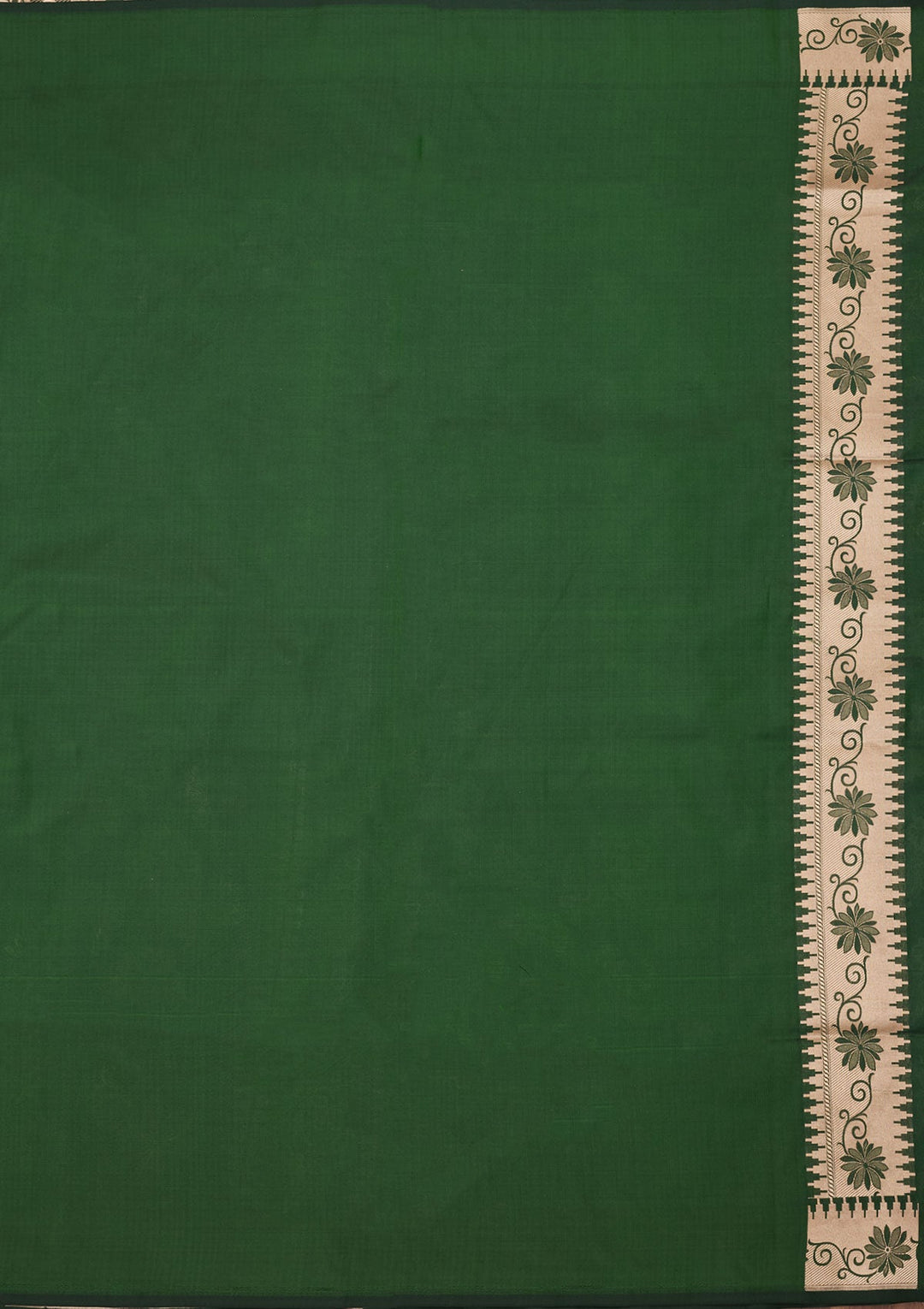 Bottle Green Zariwork Pure Silk Saree-Koskii